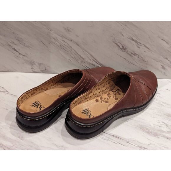 Sofft Women's Brown Leather 4 Fold Design Almond Toe Slip On Clogs Size 8.5 - Picture 5 of 8
